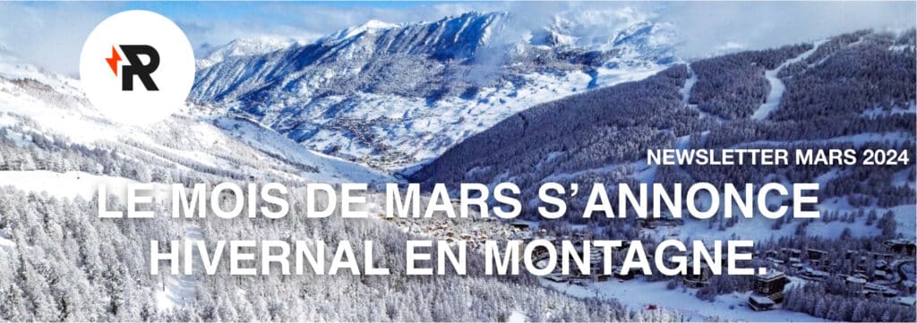 Station de ski sous la neige en mars